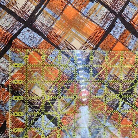 Retro Partridge Family Plaid Fabric In Orange & Brown Marsha Jan Skirt - Picture 4 of 5